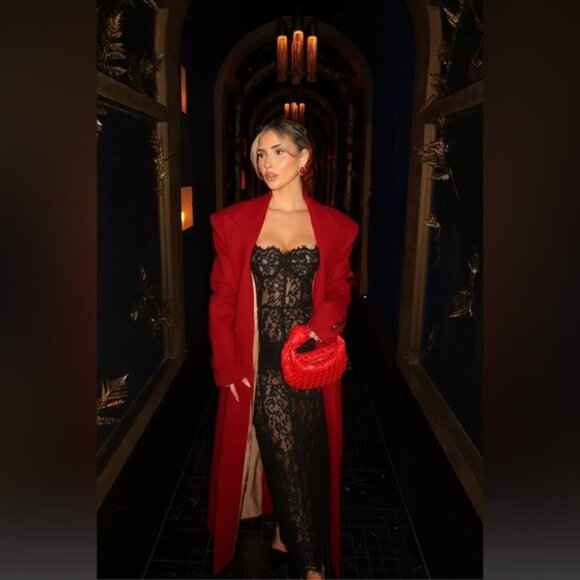 NEW Helsa Lace Column Dress Sheer Bustier Maxi Black | XS - Picture 8 of 16